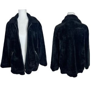 NILS Resort Collection Faux Fur Black Coat Jacket Size Medium